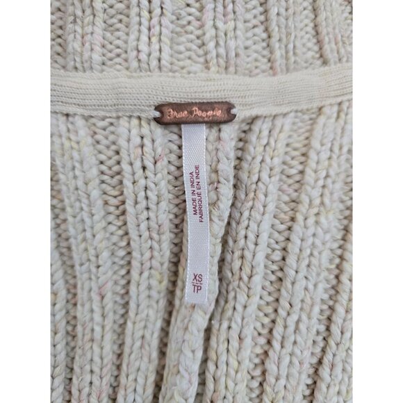 Oversized Beige heavy wt Cable Knit Cardigan Sweater fisherman boho cottagecore - Picture 5 of 6